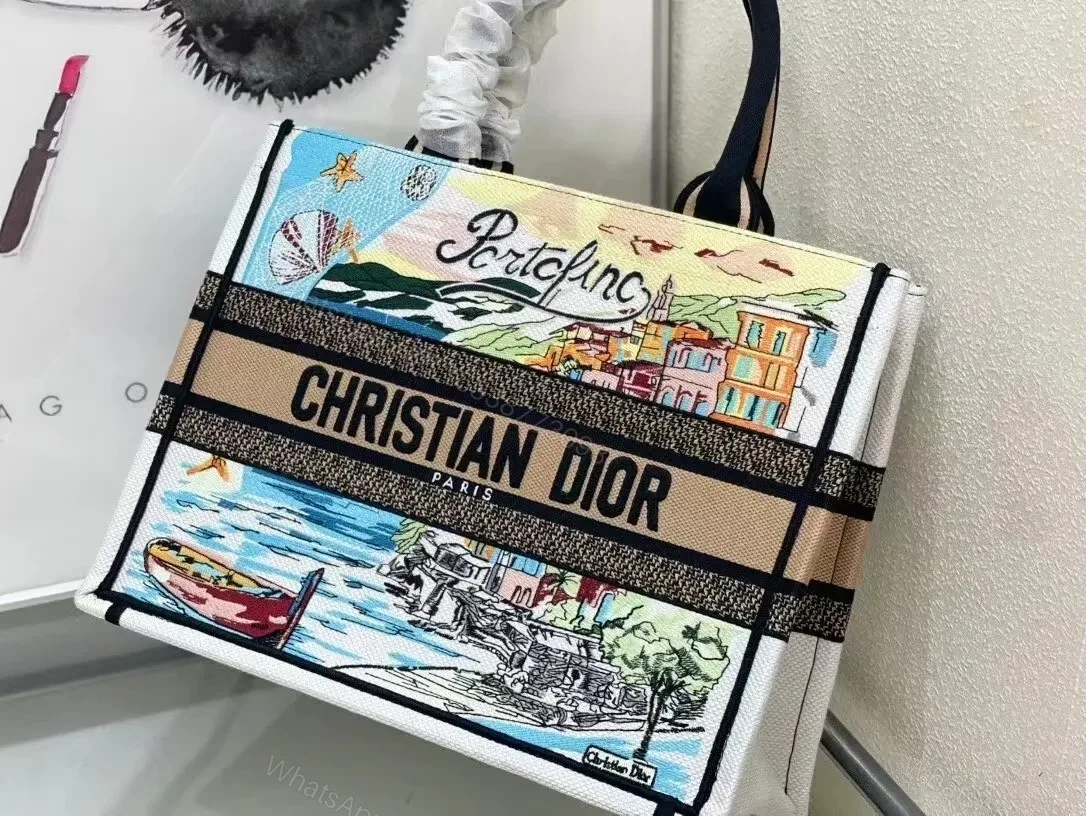 View 6 of Vibrant Canvas Tote: Cityscape & Coastal Bold Straps Tote