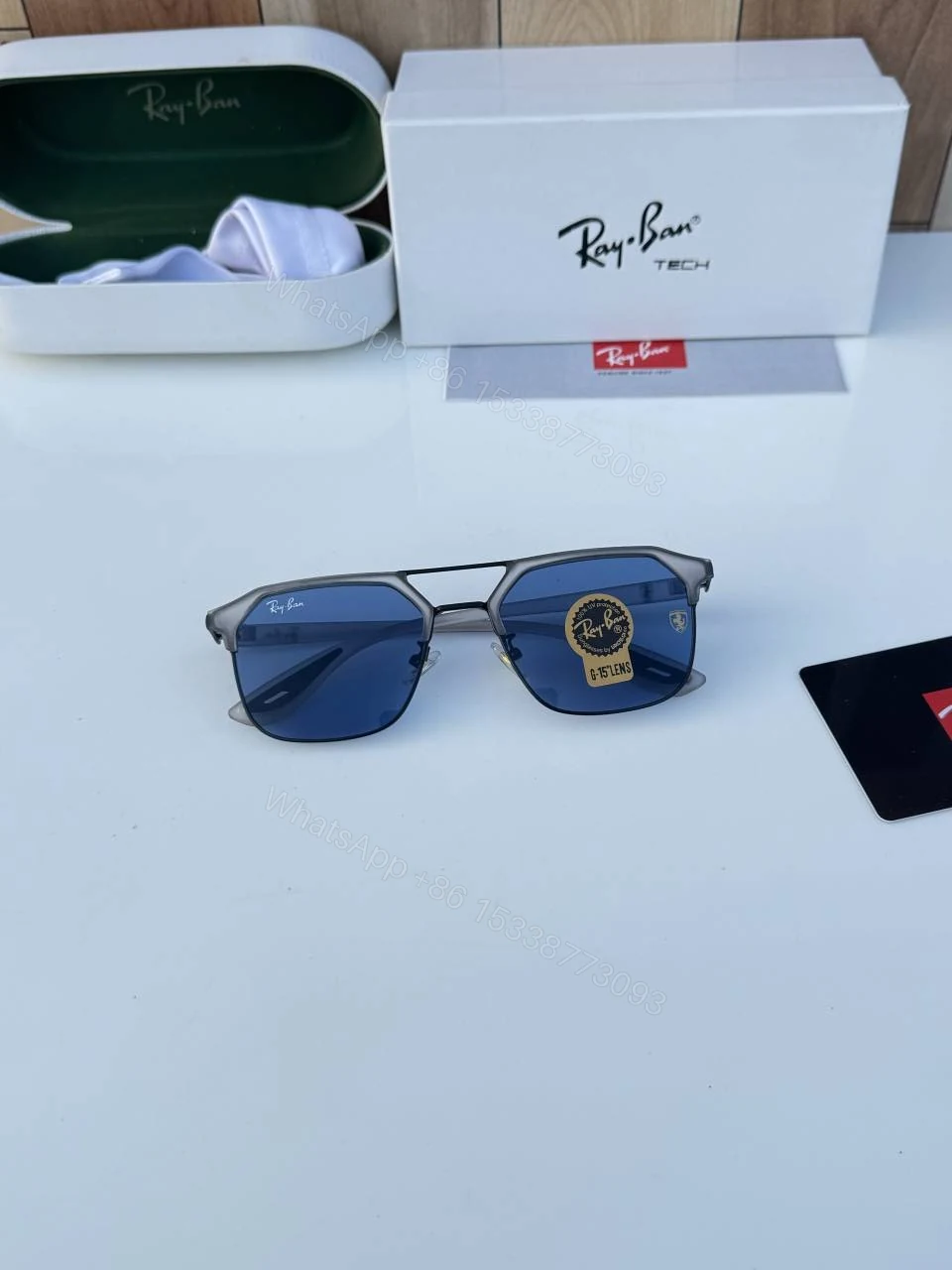 View 2 of First Copy RayBan 04 Grey Blue Sunglasses