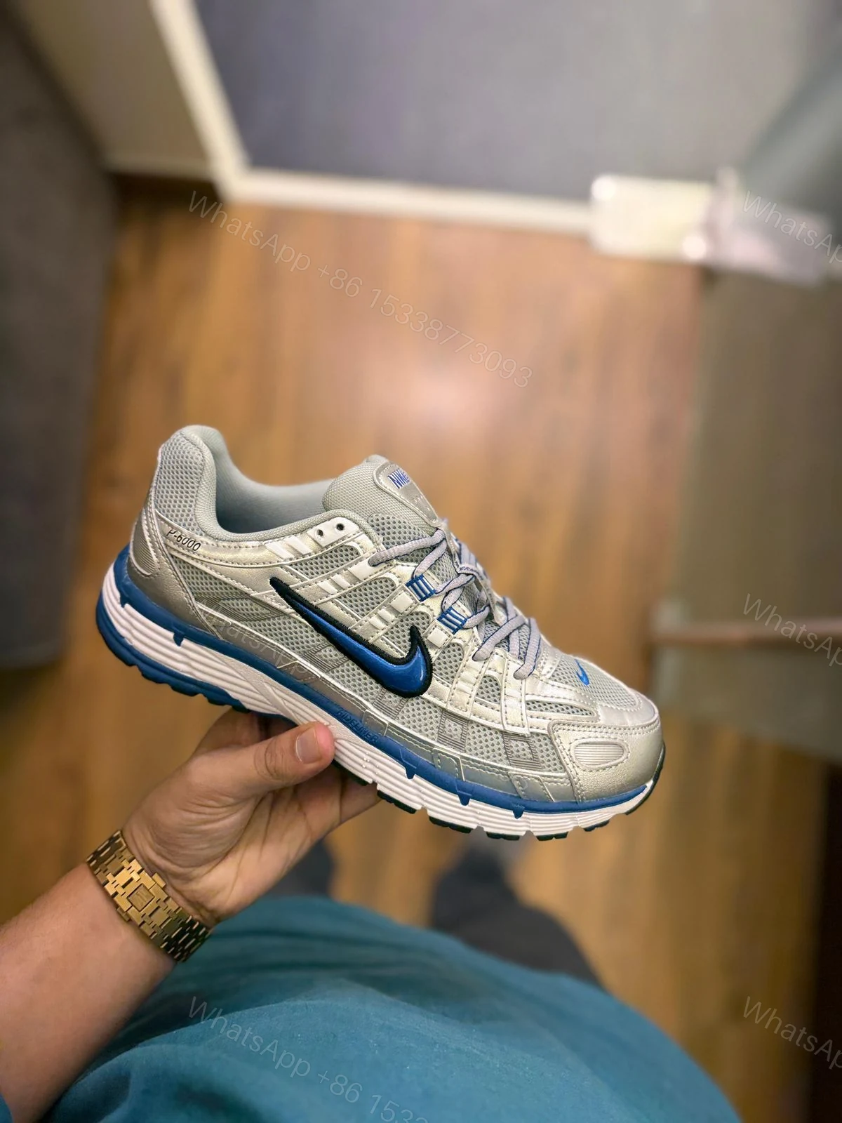 View 2 of FIRST COPY NIKE P-6000 TRAINER METALLIC BLUE TICK