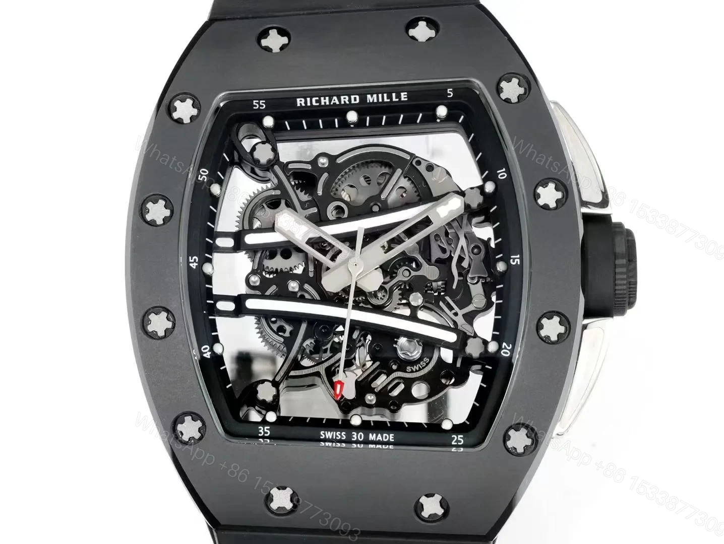 View 5 of Richard Mille RM61-01 Watch TZP-N Zirconia Ceramic NTPT Carbon Fiber Case Skeleton Dial RMUL2 Manual Winding Movement 55H Power Reserve Sports Edition RM61-01-RC-NTPT-RMUL2
