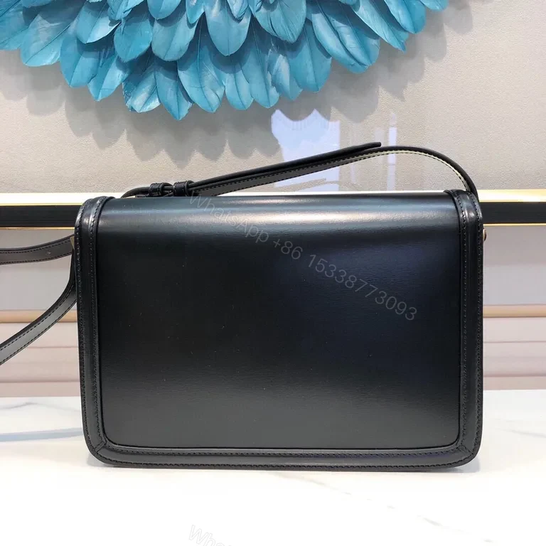 View 6 of Black Leather Clutch with Gold YSL Monogram