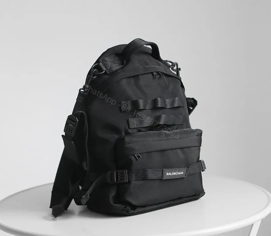 Black Balenciaga-Inspired Utility Backpack: Compact Luxury Carry — view 1
