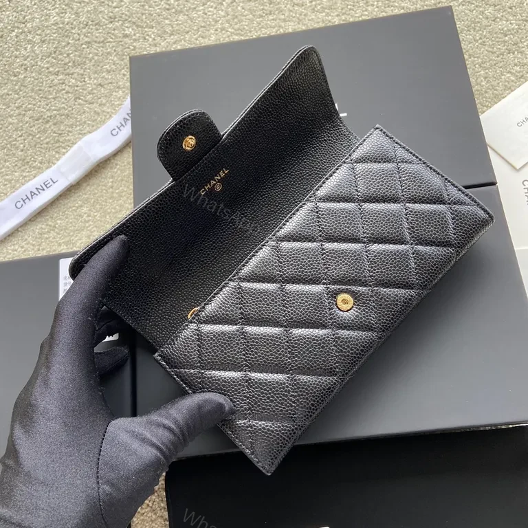 View 3 of Chanel-Inspired Quilted Wallet in Black Leather, Luxe Everyday