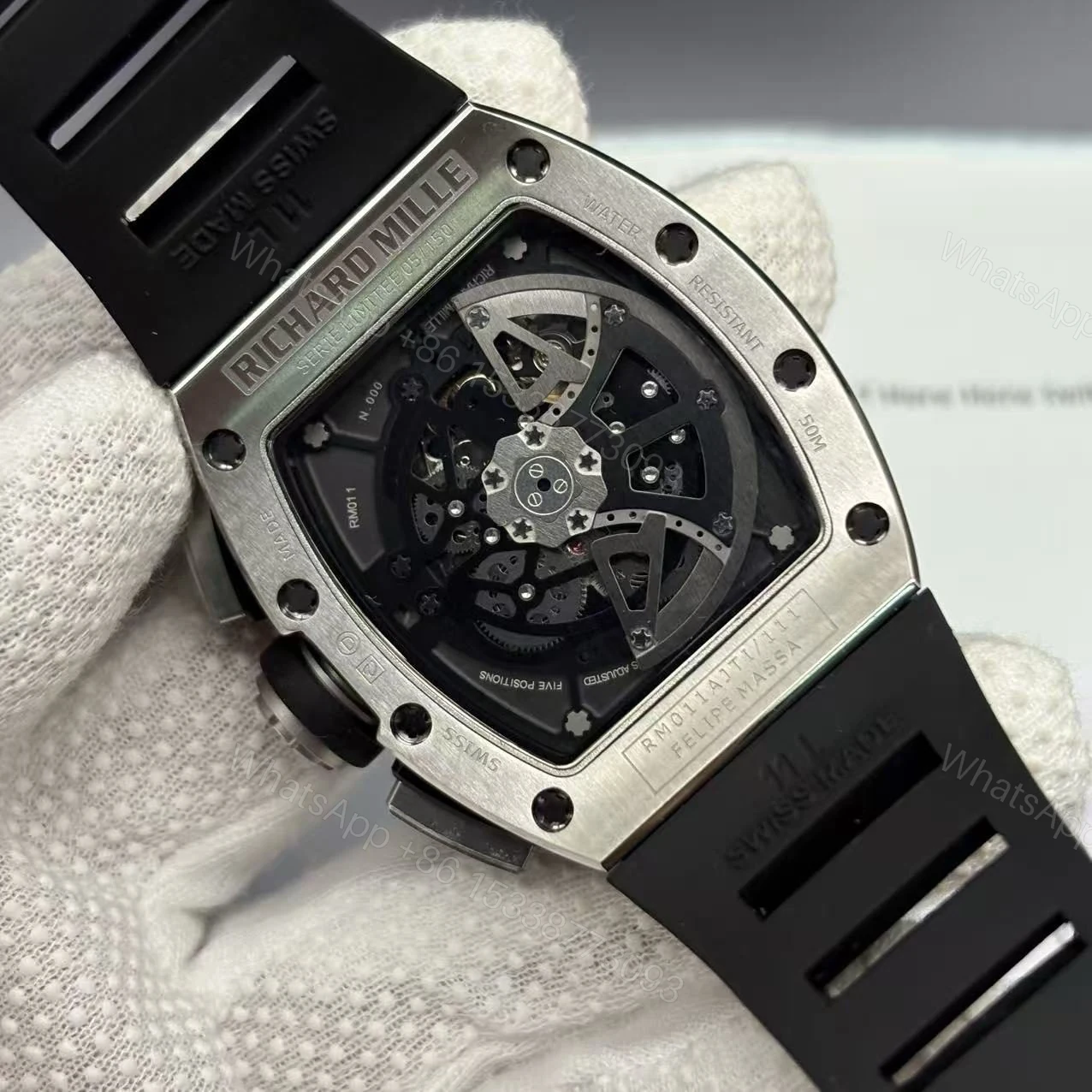 View 6 of Replica RM 011 Black Rubber Strap
