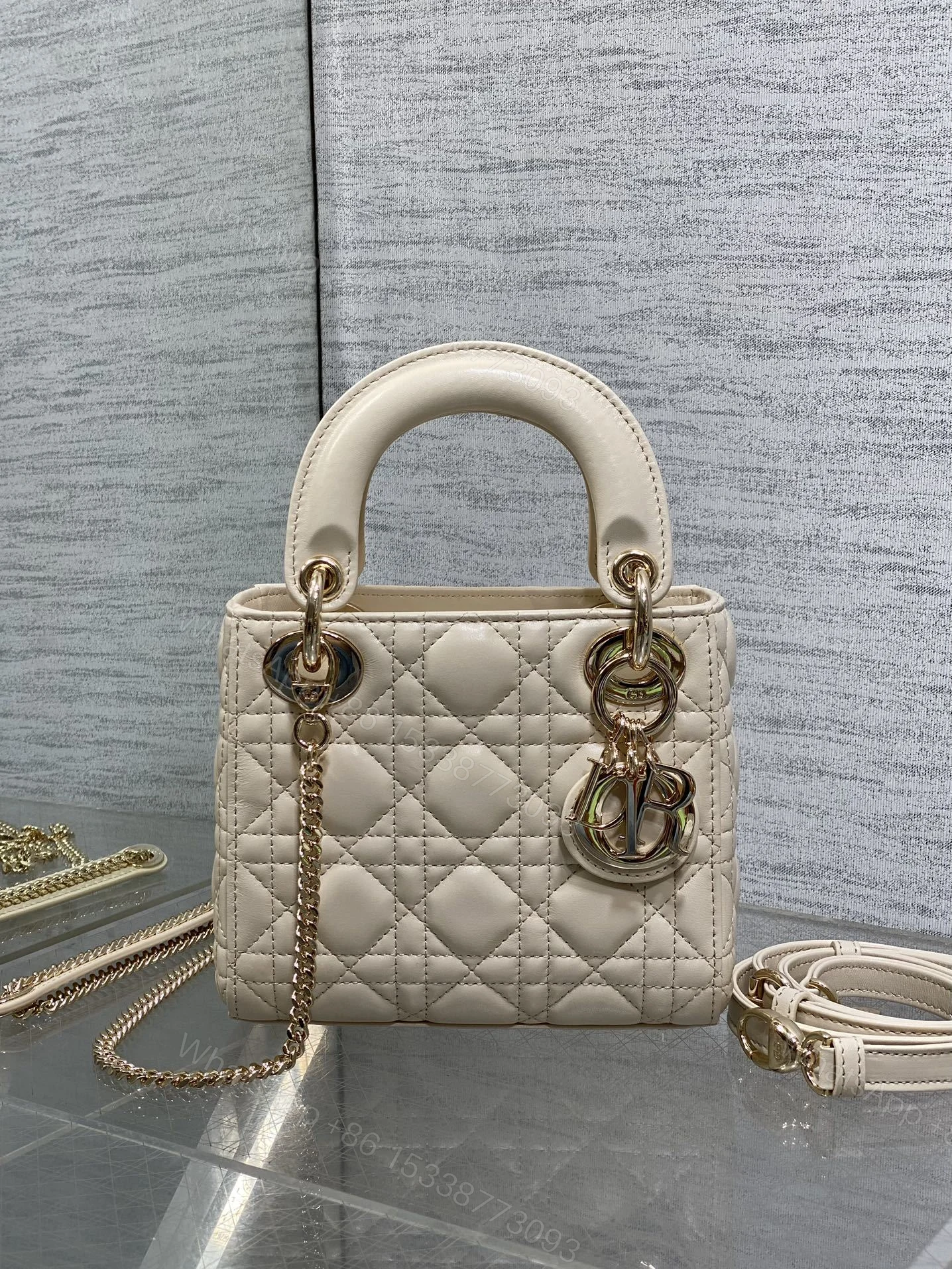 View 2 of Dior Mini Lady Dior Bag in latte cannage