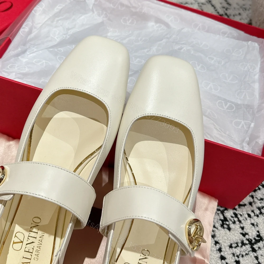 View 6 of 高仿Valentino*5W2S0JD方頭單鞋小牛皮白色平底免檢版