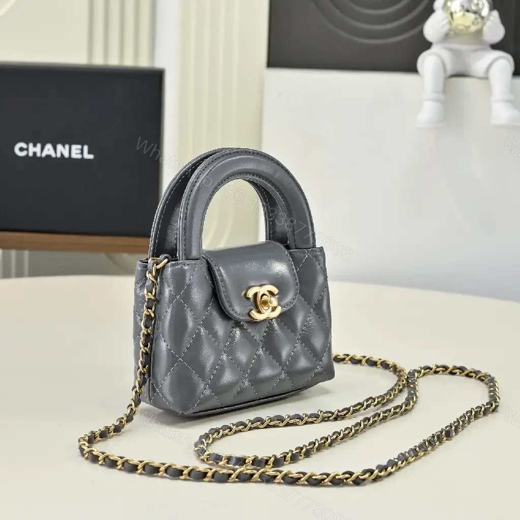 View 2 of Quilted Leather Mini Bag with Gold Turn-Lock, Compact Style
