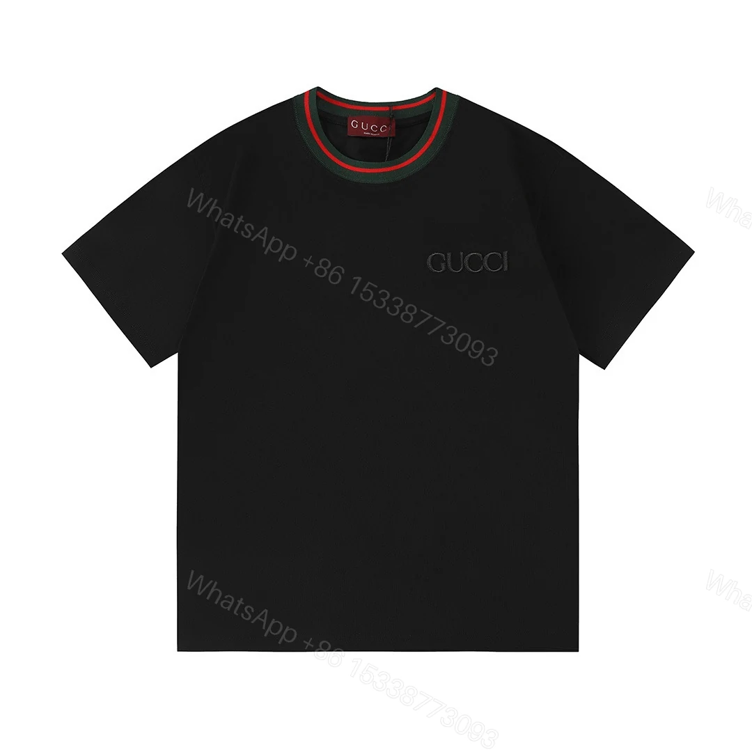 Gucci高仿黑T男款撞色羅紋領設計簡約風格 — view 1