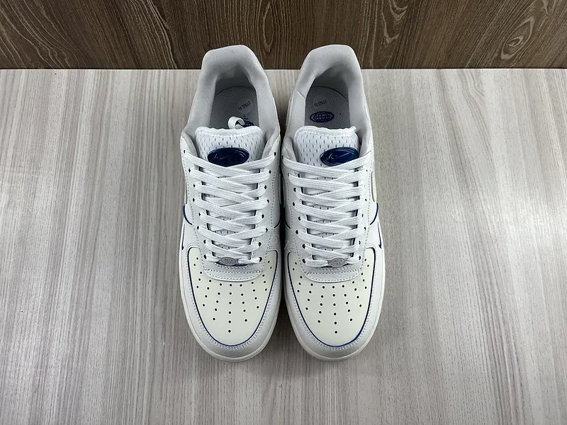 View 10 of White/Blue Premium Leather Air Force 1 Low - Minimal Luxe Sneakers