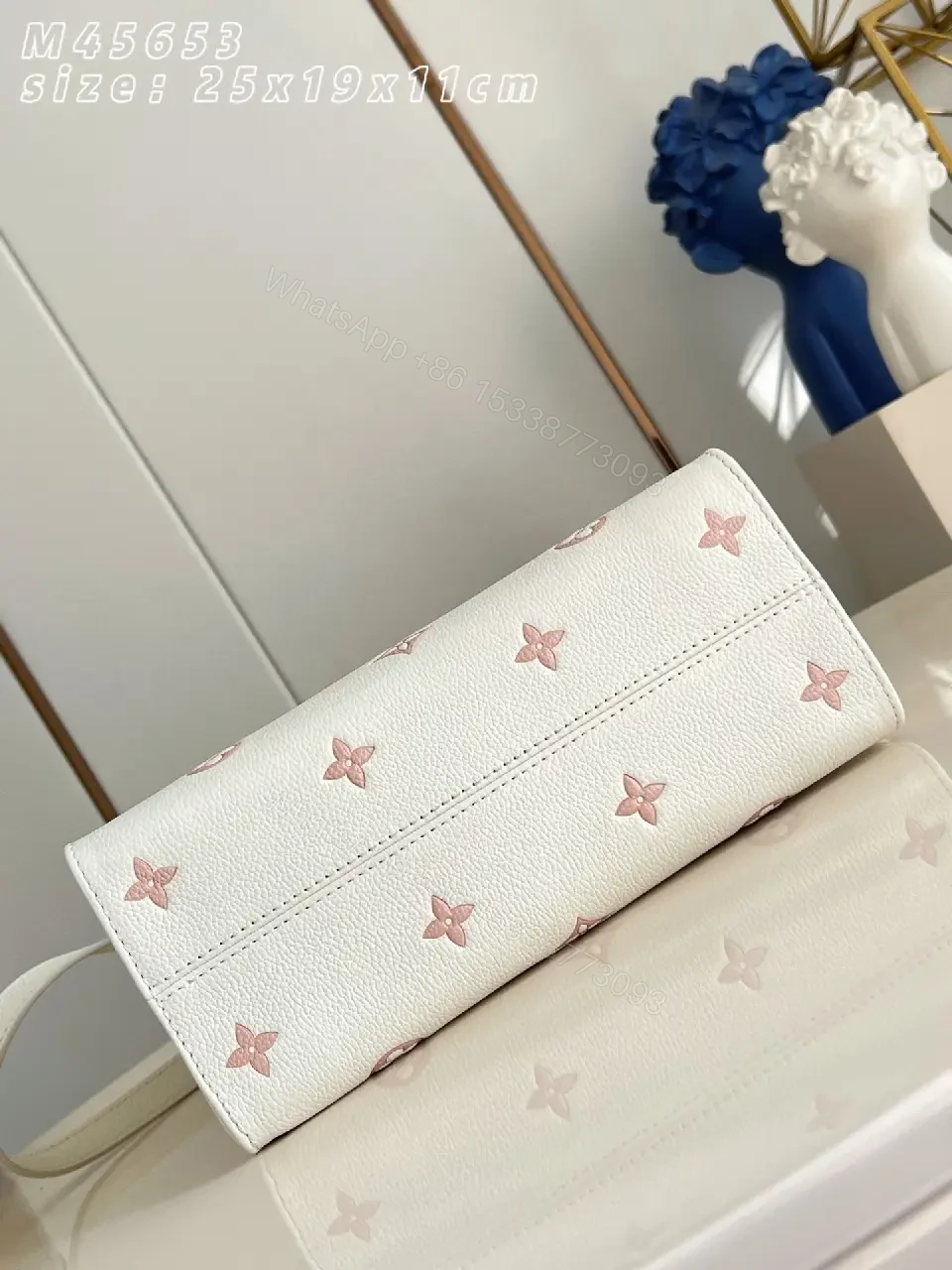 View 4 of Chic Satine White Pebbled Leather Handbag, Crossbody Ready