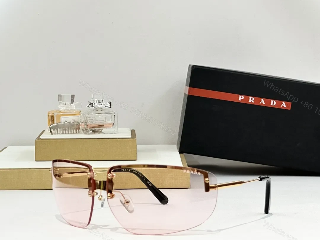 View 2 of Bold Rimless Sunglasses with Gold Hardware