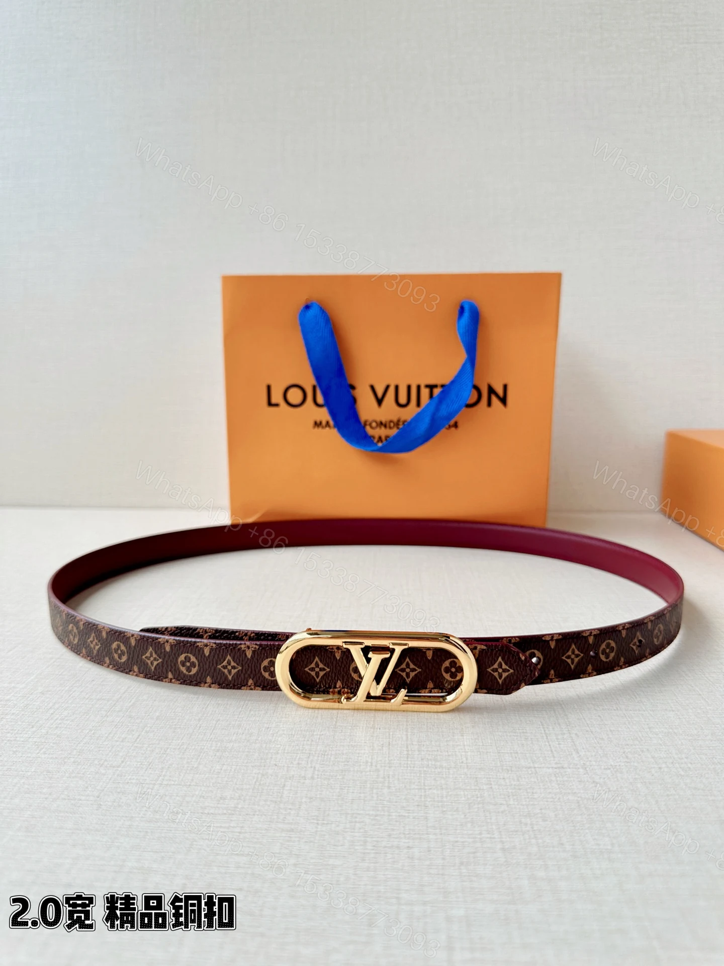 LV 復刻女款 Monogram 橢圓LV扣細版腰帶 優雅百搭款 — view 1