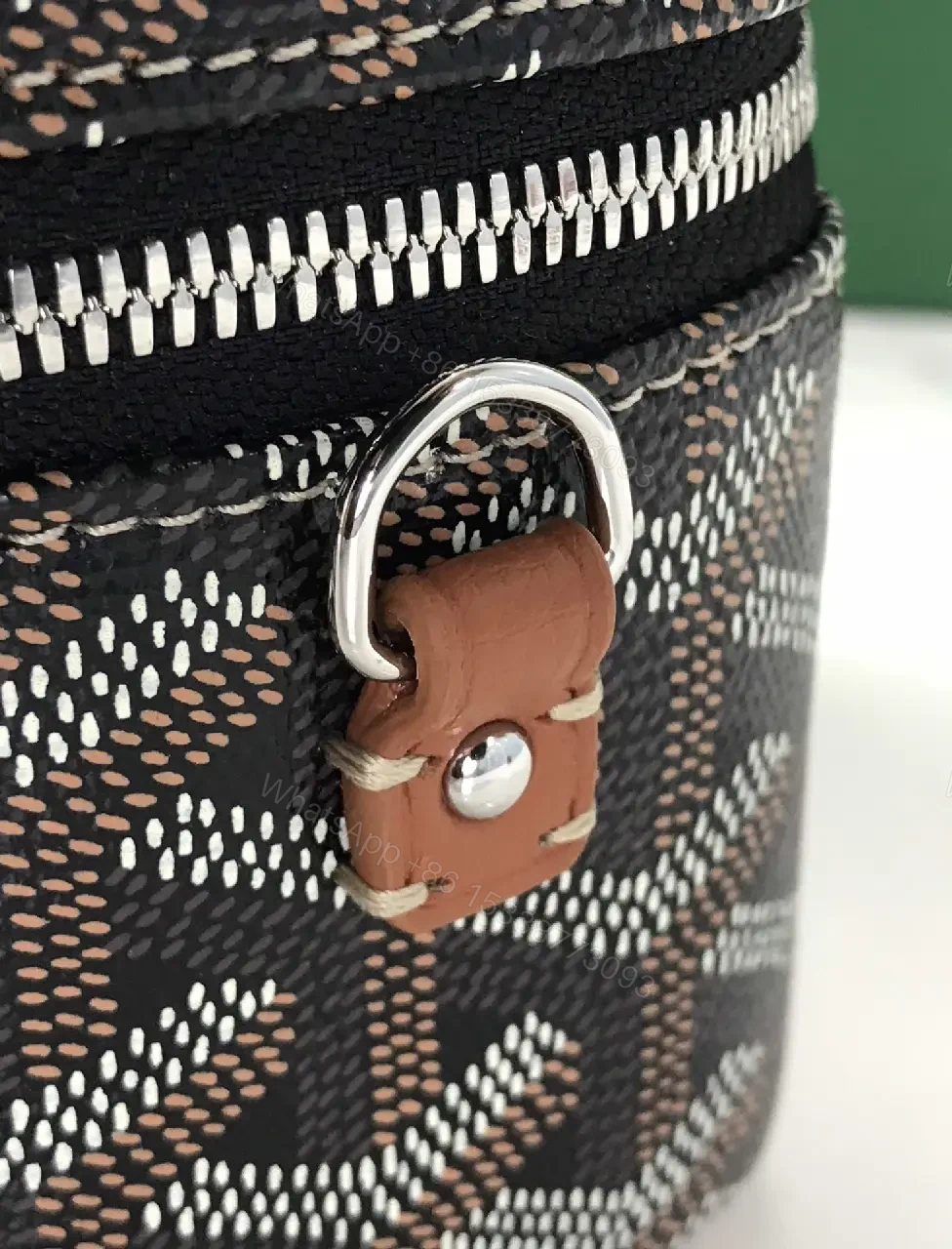 View 7 of Compact Luxury Patterned Mini Bag: Textured Canvas, Goyard Motif