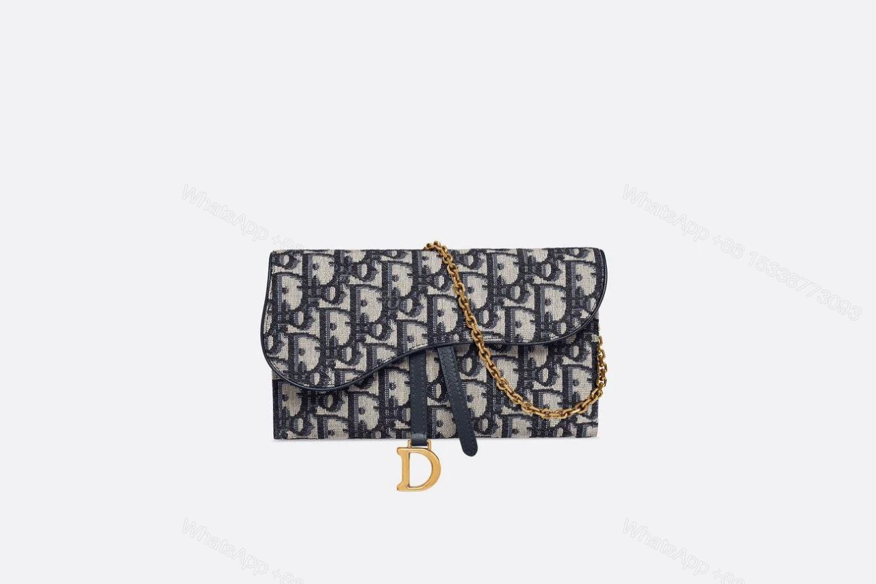 View 2 of Dior Canvas and Leather Saddle Wallet on Chain