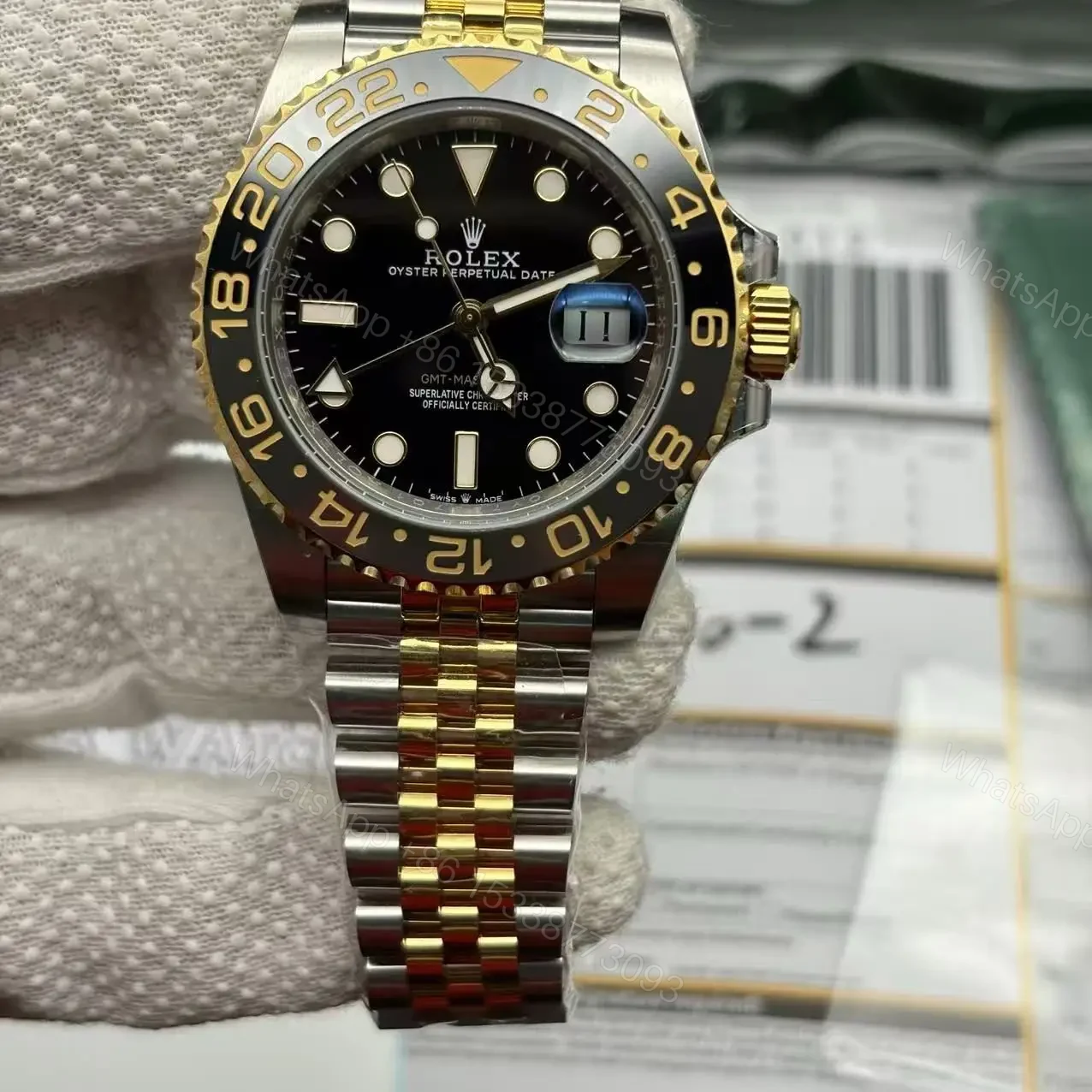 View 6 of 2023 GMT-Master 2 Silver Gold Replica Clone Watch
