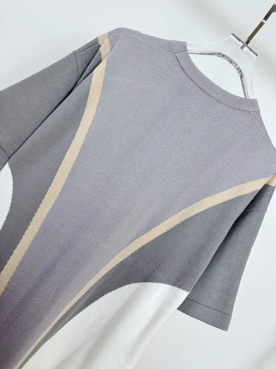 View 3 of Oversized Color-Block Tee: Subtle LV-Inspired Luxe Comfort