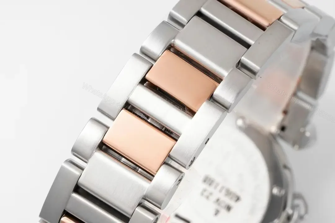 View 4 of JF Factory Cartier Pasha de Cartier Women’s Watch – Two-Tone Stainless Steel and Rose Gold, 30mm, White Dial, Quick-Release Stainless Steel and Calf Leather Straps, Swiss Quartz Movement Cal.157