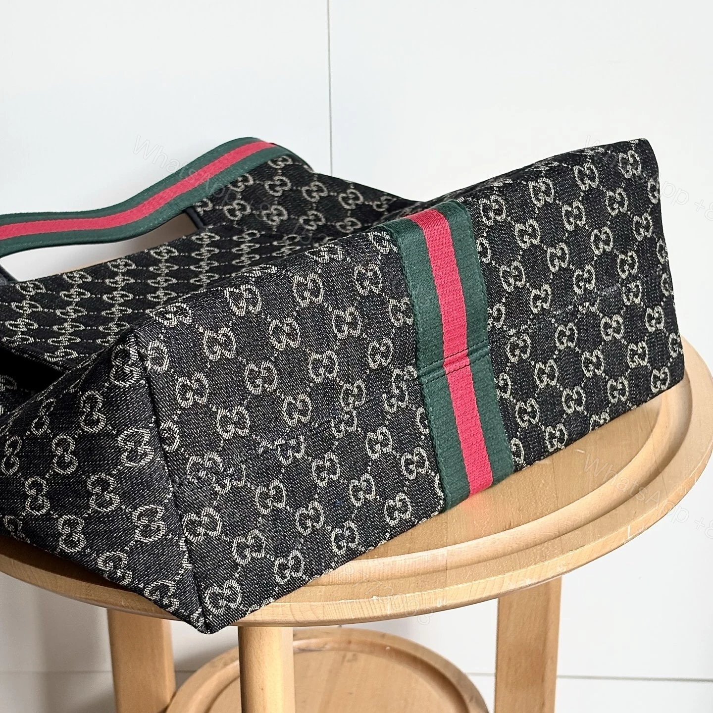 View 5 of Gucci Giglio Large Tote Bag Black And White GG Denim 39Cm ‎