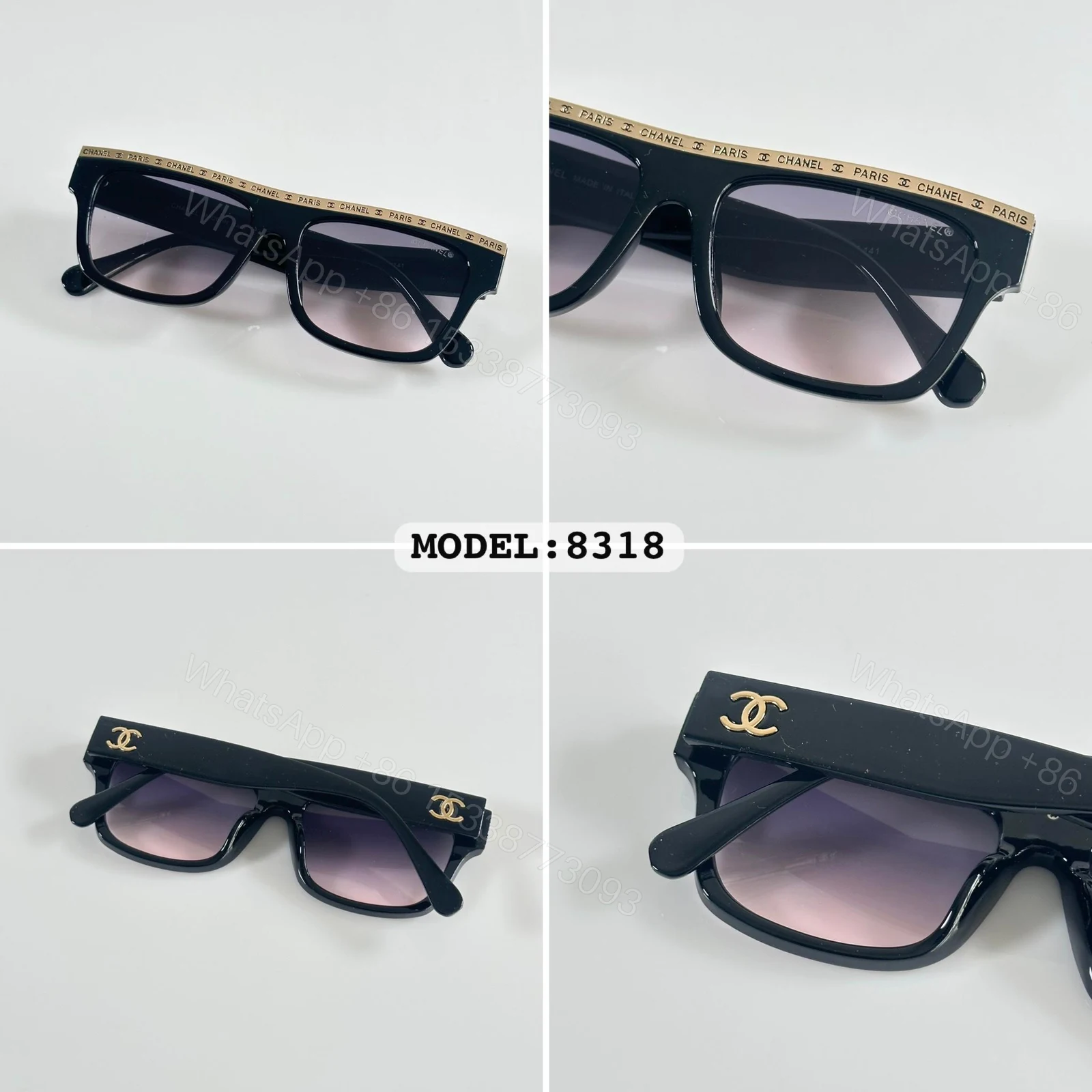 View 4 of Chanel 8318 Black Gradient Oversized Sunglasses