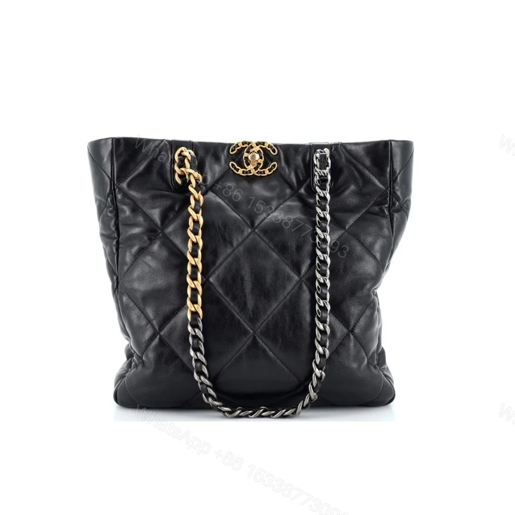 Chanel 19 Shopping Bag Quilted Leather Medium In Black 30cm — view 1