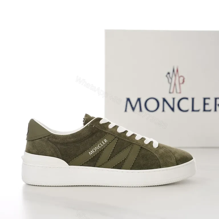 Olive Suede Moncler Sneakers: City-Smart Luxury Comfort — view 1