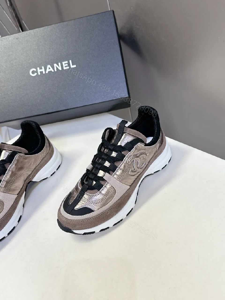 View 8 of Metallic Taupe High-Top Sneakers with Lux Texture and Comfort