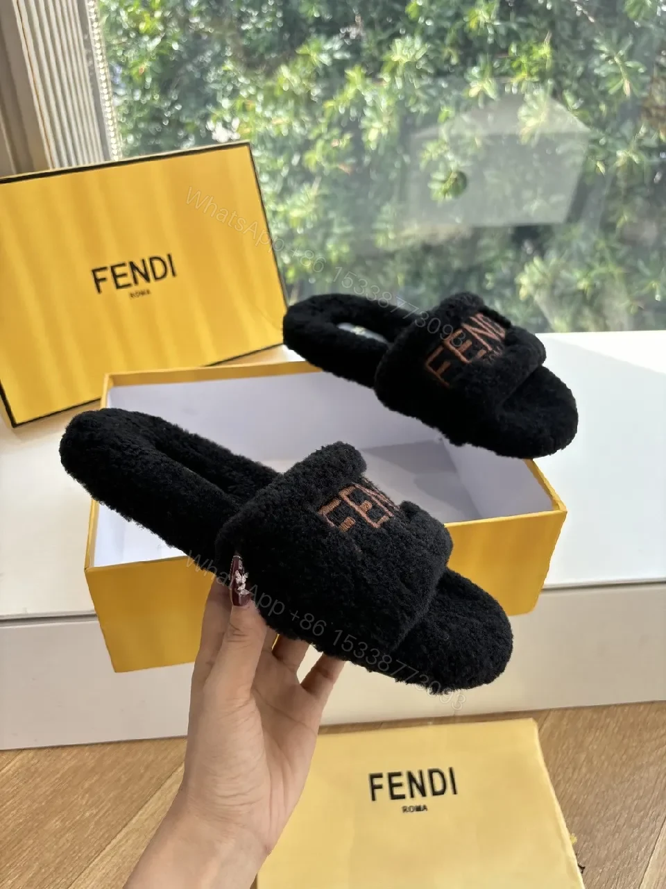 View 4 of Soft Plush Texture Slides: Luxe Open-Toe Comfort