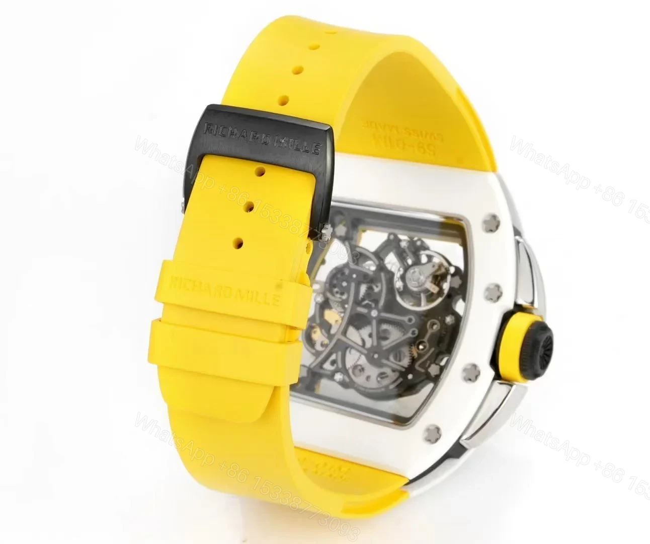 View 8 of Richard Mille RM61-01 Watch Yellow Strap TZP-N Zirconia Ceramic NTPT Carbon Fiber Skeleton Dial RMUL2 Manual Winding Movement Suspended Bridge Sports Edition RM61-01-YLS-TZP-RMUL2