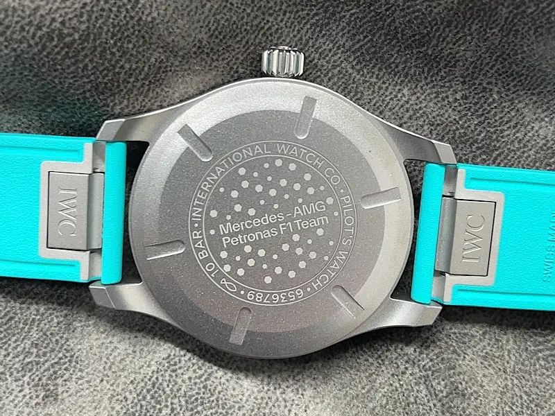 View 3 of IWC Petronas F1 Watch Black Dial Turquoise Rubber Strap Ultimate 40MM IW328210