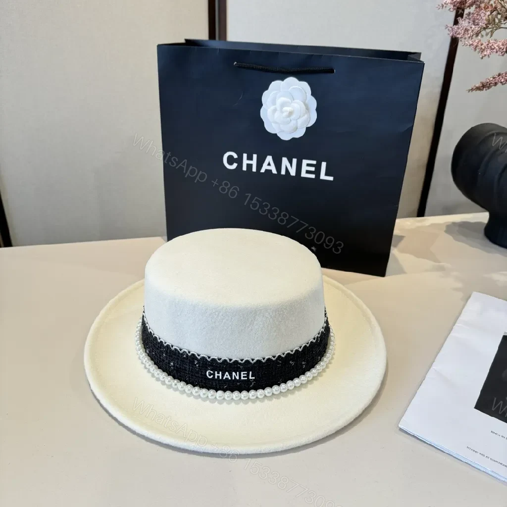 View 5 of White Wool Fedora with Pearl Detail, Couture-Style Fedora, One-Size
