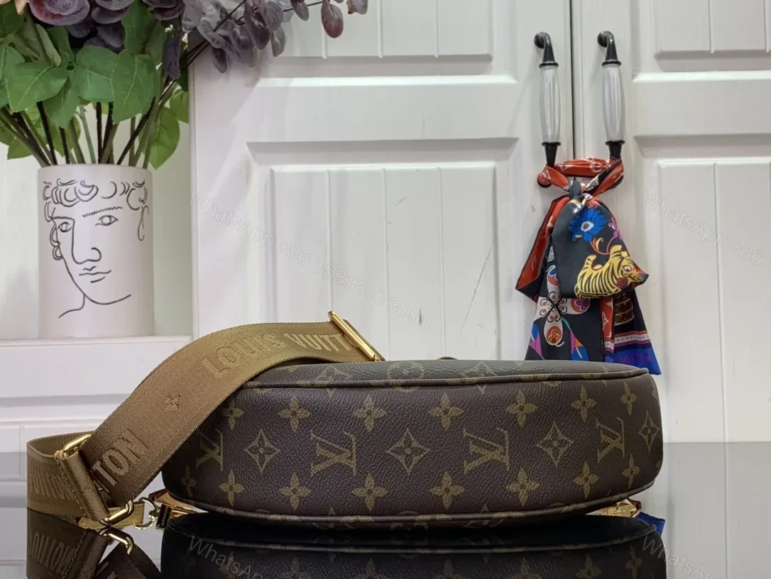 View 3 of Rose Gold Hardware Crescent Bag: Monogram-Canvas Crossbody