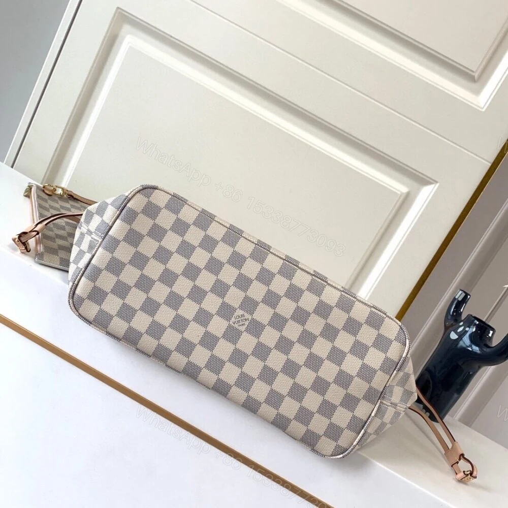 View 5 of Louis Vuitton Neverfull MM Damier Azur Pink 31Cm N41605