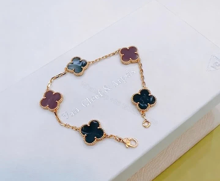View 3 of Van Cleef & Arpels Replica Alhambra Agate & Carnelian Bracelet