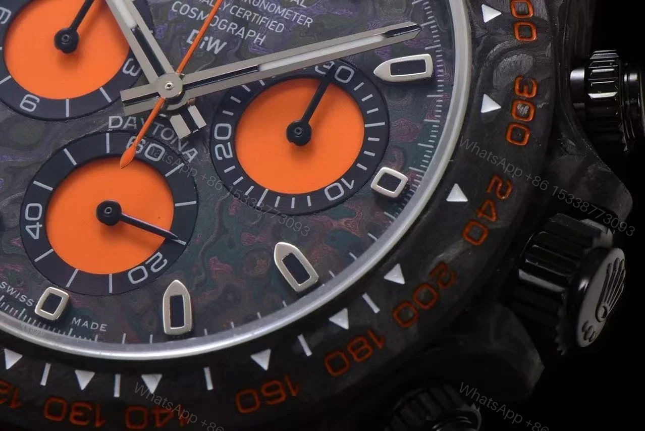 View 4 of Replica DiW Rolex Cosmograph Daytona All Carbon Orange Edition