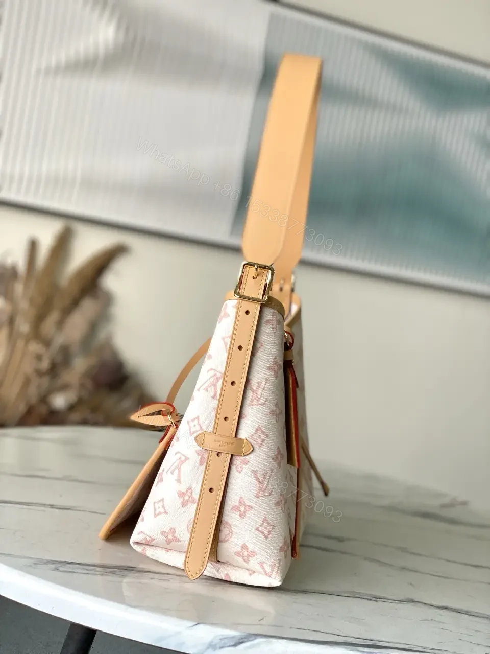 View 9 of Soft Pink Monogram Hobo Bag: Everyday Luxe Delight