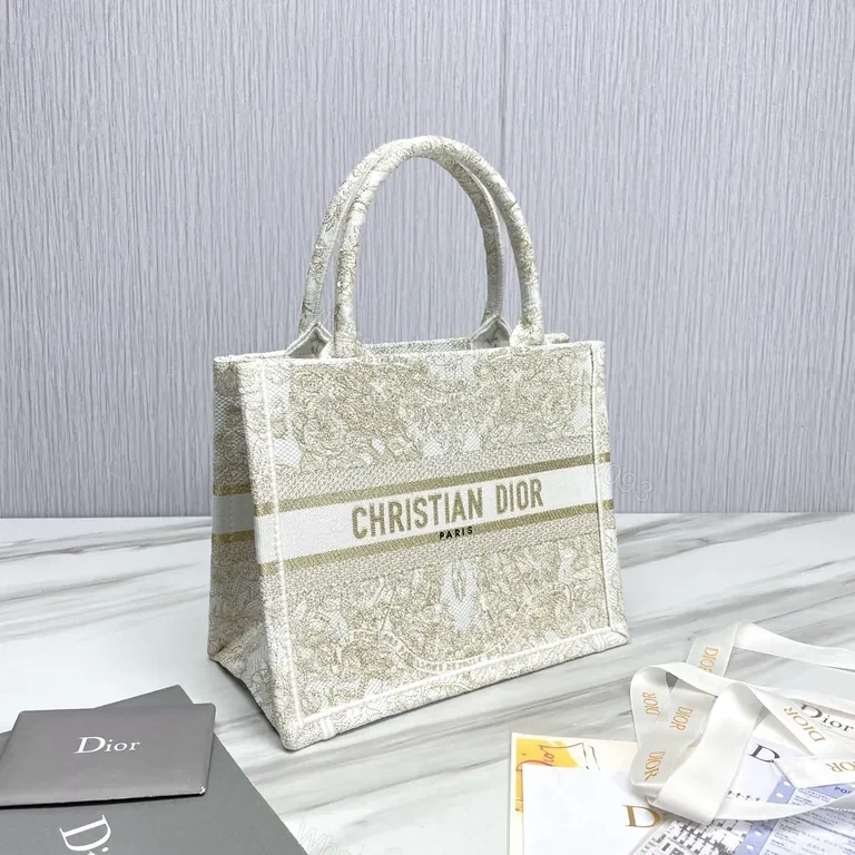View 4 of Champagne Dior Jacquard Tote: Subtle Shine, All-Day Luxe