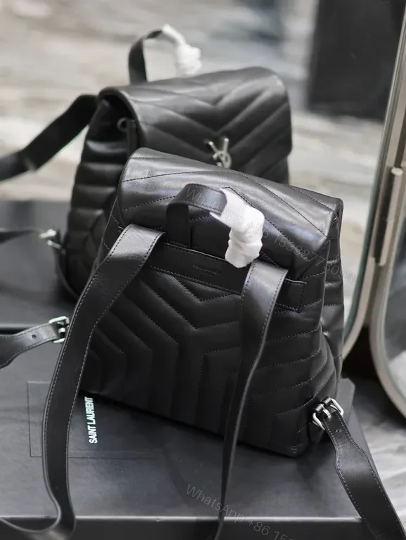 View 5 of Chic Quilted Backpack with YSL Emblem - Luxury Everyday Carry