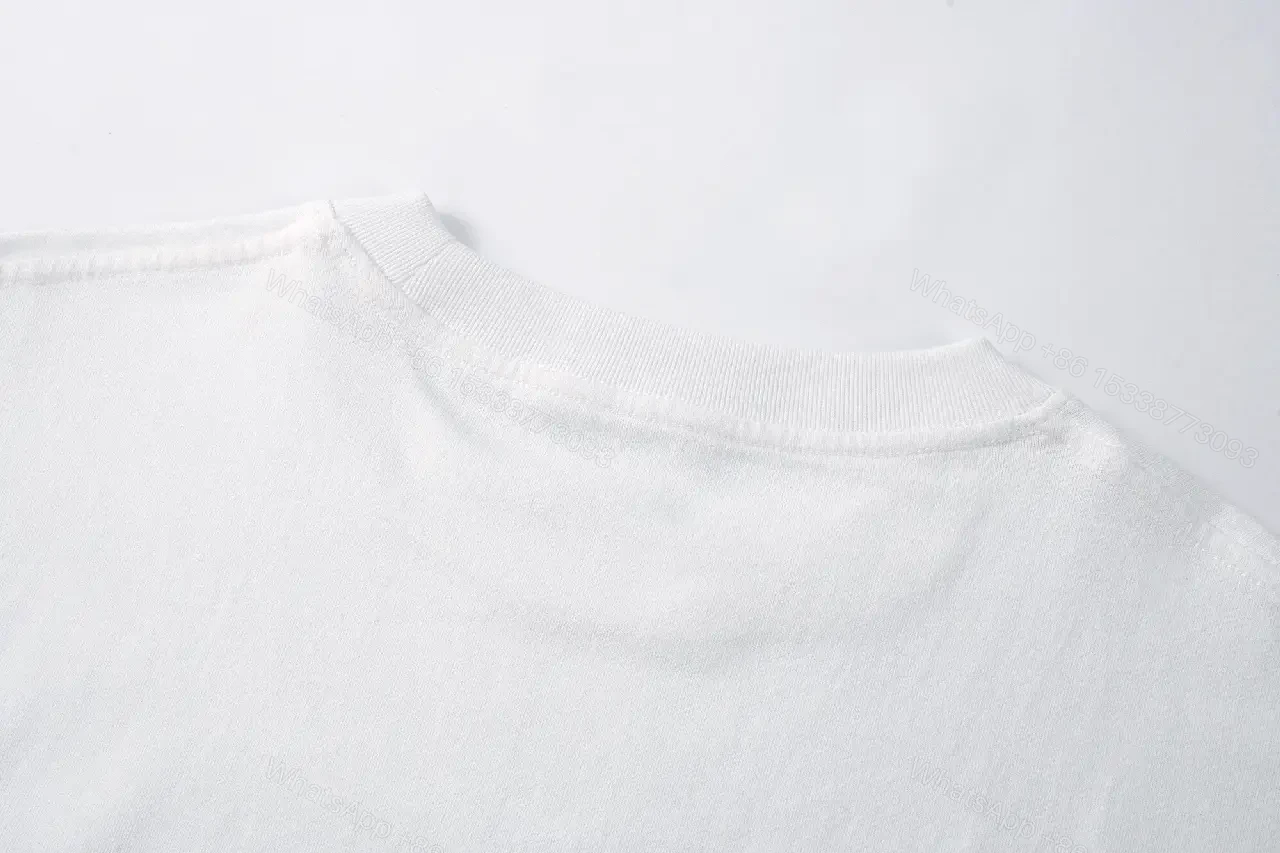 View 10 of White Cotton Minimalist Graphic Tee with Pearlescent Accent
