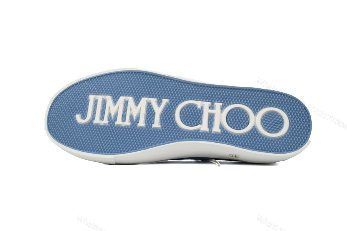 View 5 of Jimmy Choo Palma Maxi Blue Canvas Platform Trainers PALMAMAXIFCYE043621