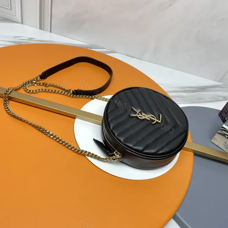 View 8 of Chic Quilted Round Crossbody Bag â€“ YSL Accent, Luxe