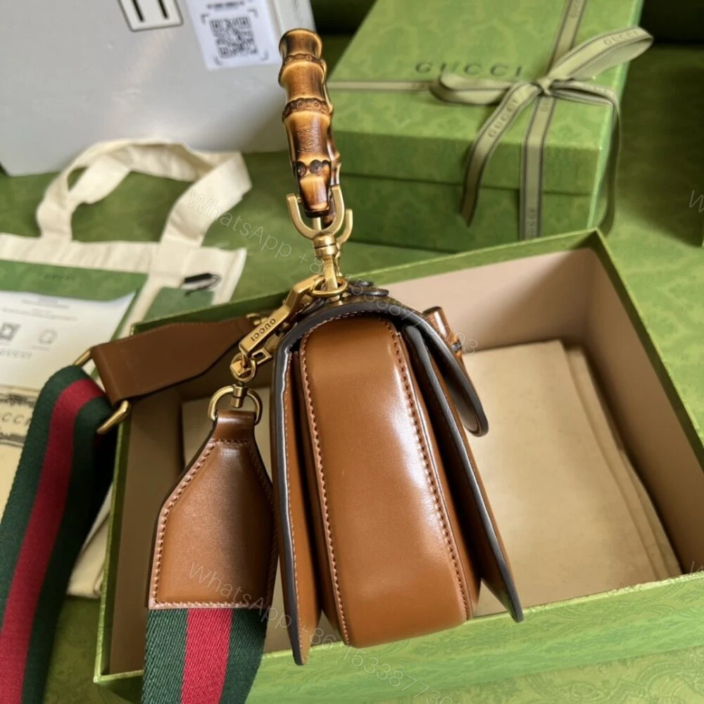 View 3 of Gucci Bamboo 1947 Small Top Handle Bag Brown 21Cm 675797 10ODT 2579