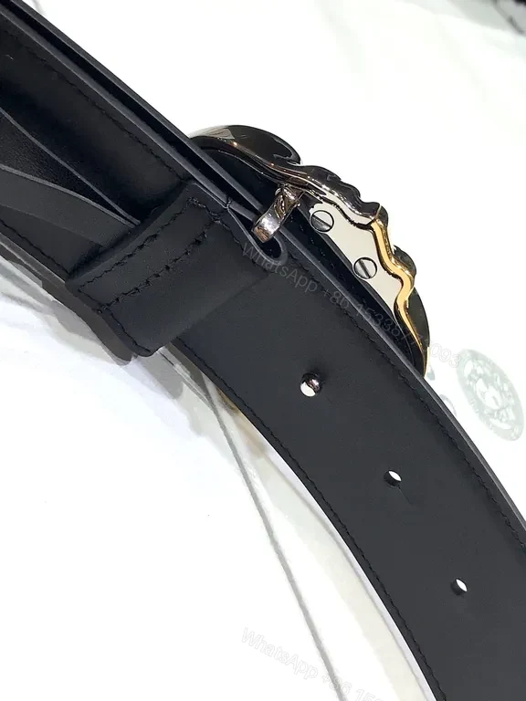 View 5 of Versace Belt: Black Calfskin, Medusa Buckle, Luxury Statement