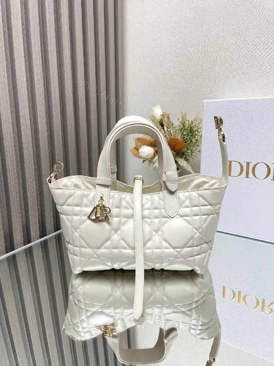 View 9 of Quilted Mini Bag - Gold Charm, Crossbody + Top Handle