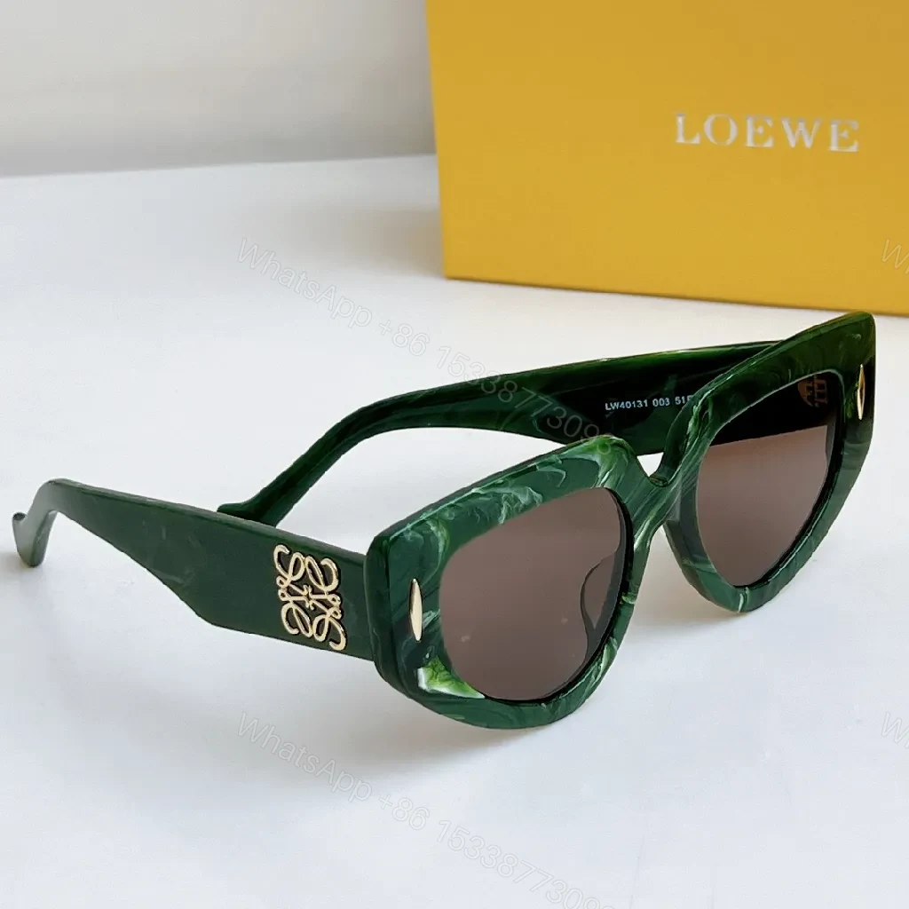 View 3 of Green Marble Acetate Sunglasses, Oversized Cat-Eye, Gold Accents
