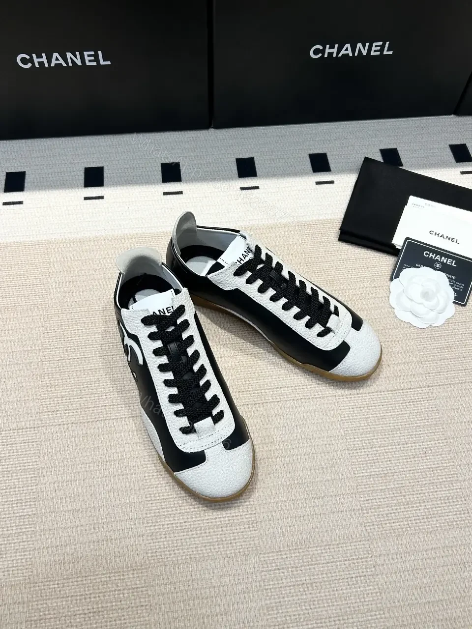 View 6 of Black Leather Techlo-Luxe Sneaker: Graphic Stripe, Cushioned Comfort