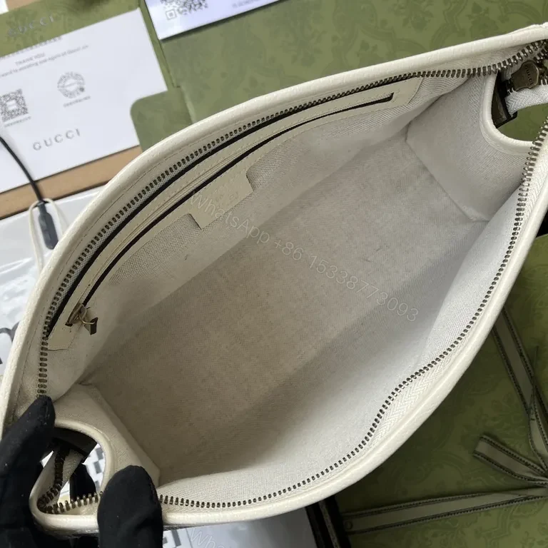 View 6 of Beige GG Ophidia Wallet: Signature Web Leather Clutch