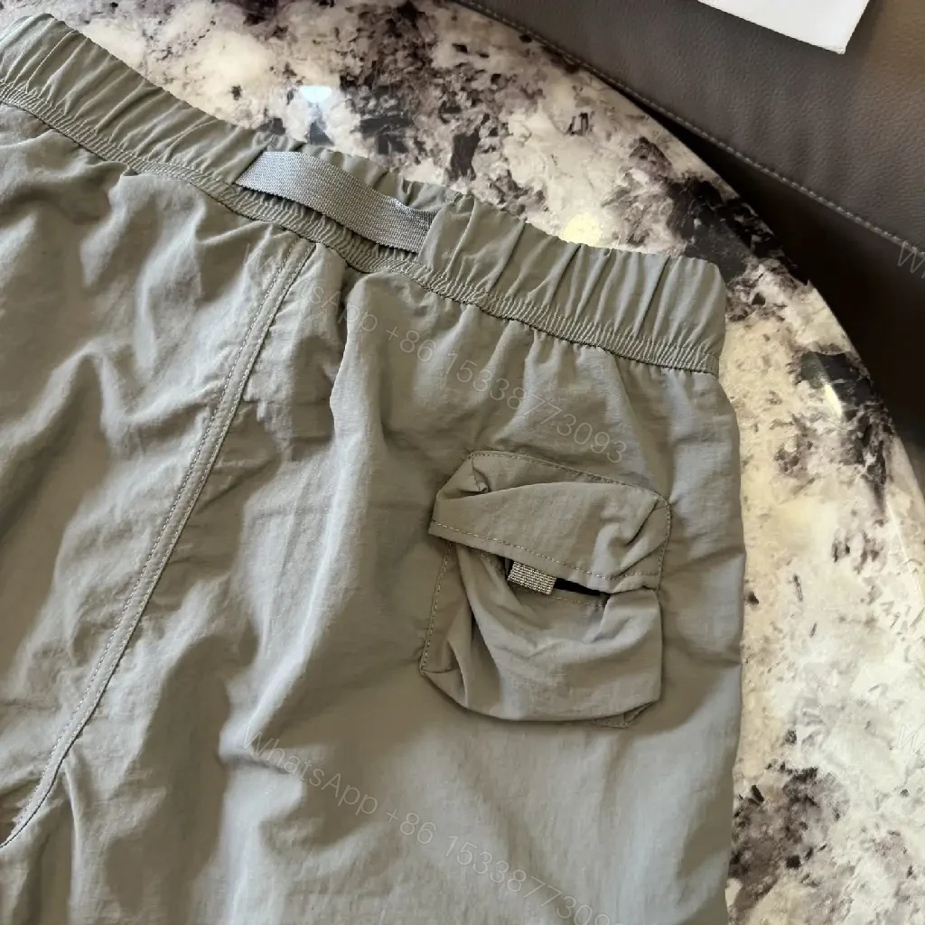 View 8 of Olive Nylon Cargo Shorts, 6-Pocket, Adjustable Belt, Stone Island Style