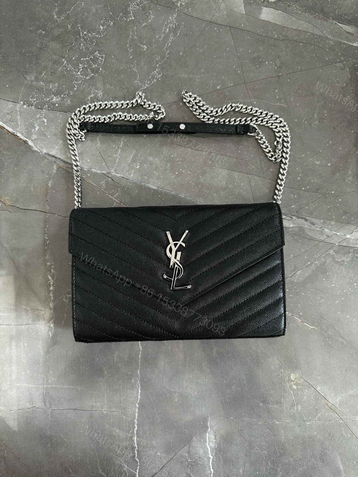 View 2 of YSL Woc black with sliver hardware