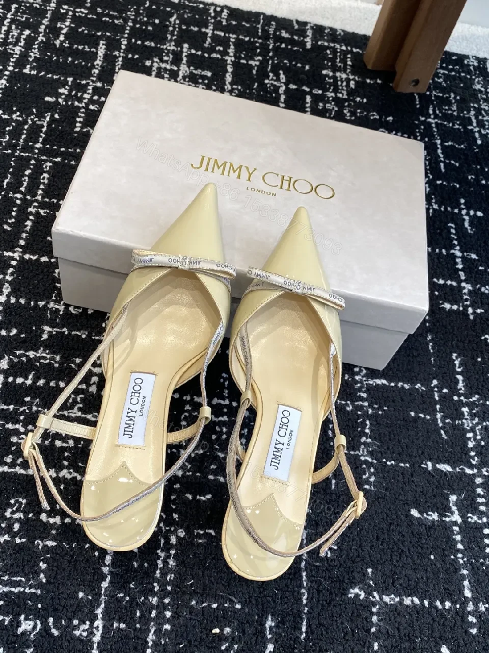 View 2 of Strappy Pointed-Toe Heels with Logo Straps - Everyday Glam
