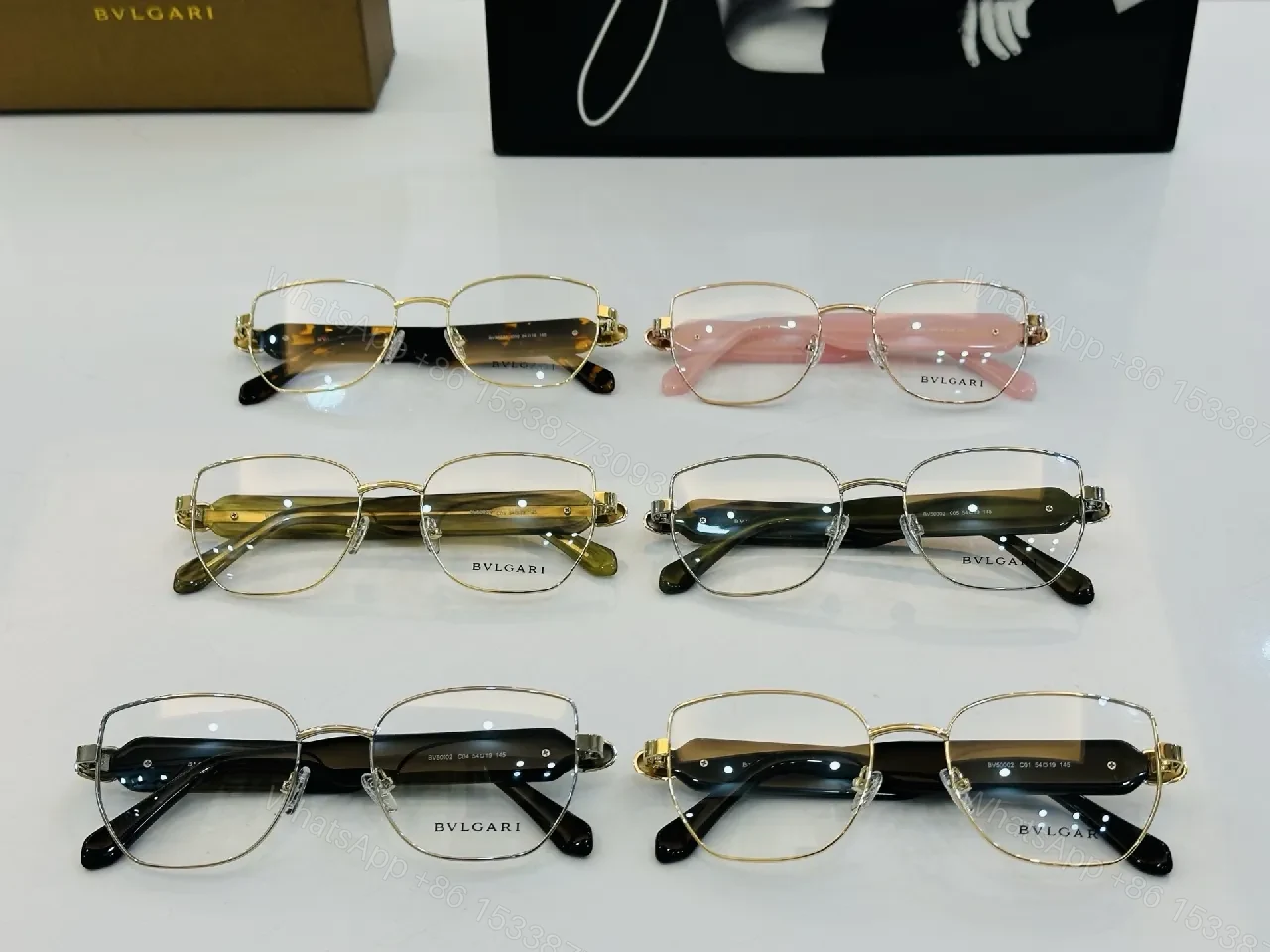 View 4 of Gold-Frame Round Glasses with Black Temple Accents, Luxe Style